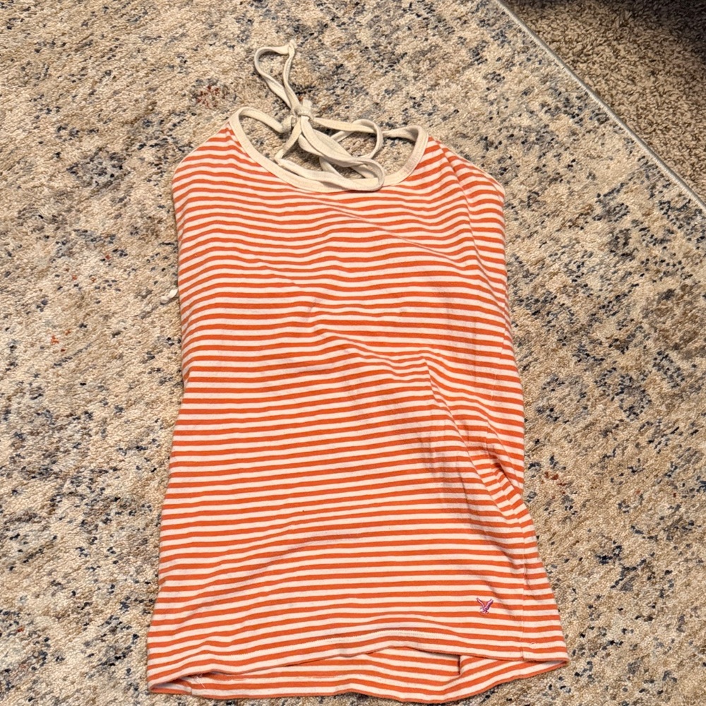 American Eagle Outfitters Orange Striped Tank Top